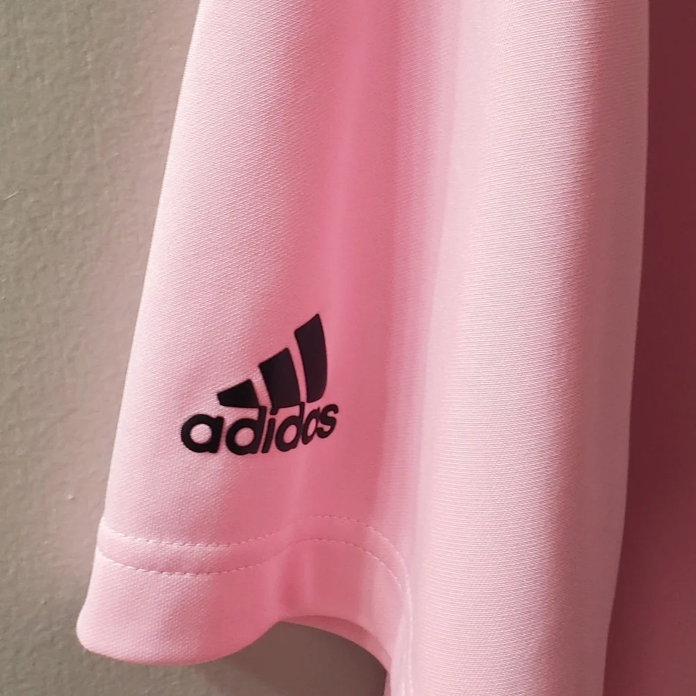Adidas Pink Polo with Blue Embroidered Logo. Sz XL